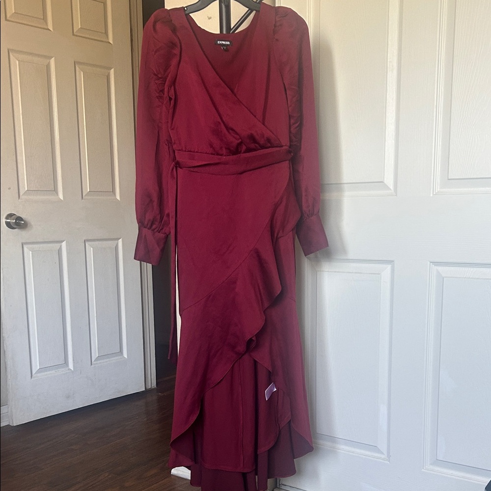 Express Burgundy Long Sleeve Dress